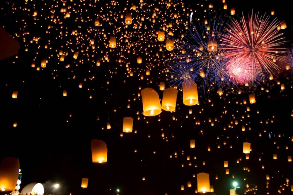 festival das lanternas tailândia de cima